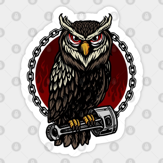 Owl Piston Sticker by Mako Design 